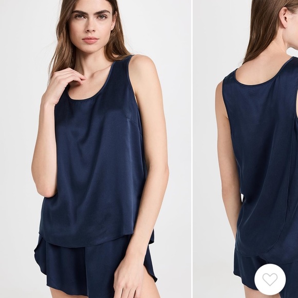 NWOT lunya navy tank top and shorts set! Washable silk - Picture 1 of 4